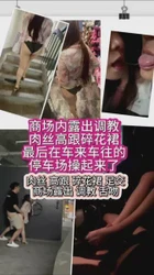 无缝档肉丝高跟碎花裙商场露出调教+车库口交后入