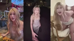 女王蓝色妖姬美甲油亮黑丝足交，狗奴一分钟就被玩射了真是废物！